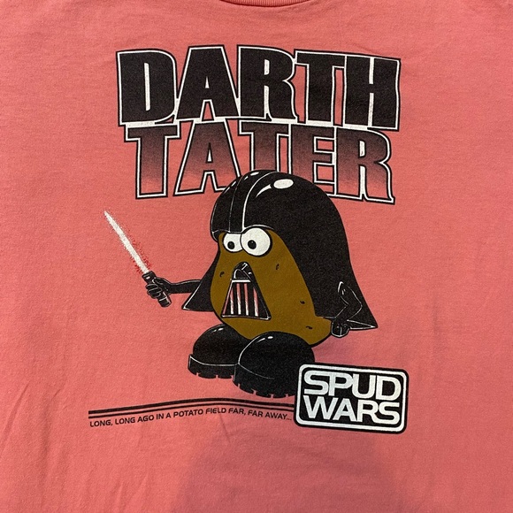 RARE Vntg 90s Darth Tater Spud Wars Star Wars Parody T-shirt Sz L Single Stitch - Picture 4 of 8